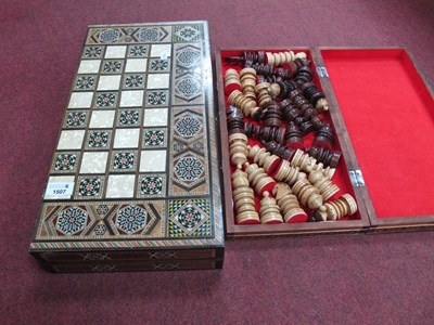 Lot 1507 - Backgammon Set in Inliad Games Box, Oriental...