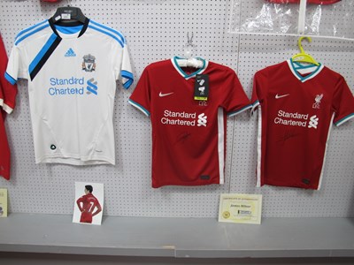 Lot 415 - Liverpool White Adidas Away Shirt Bearing...