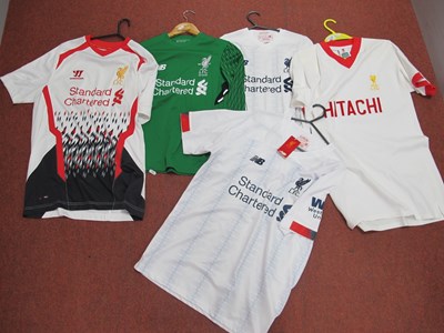 Lot 425 - Liverpool Away Shirts Retro White, Green and...