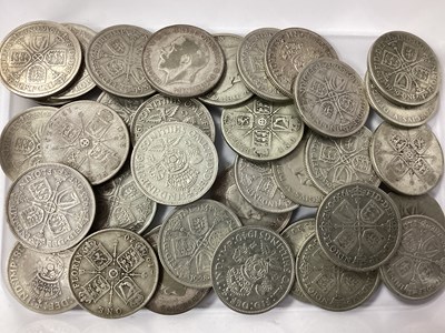 Lot 458 - GB Pre 1947 Silver Florins, total weight 400g.