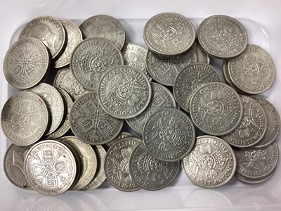 Lot 465 - GB Pre 1947 Silver Florins, total weight 400g.