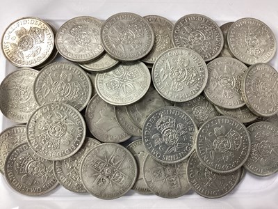 Lot 453 - GB Pre 1947 Silver Florins, total weight 400g.