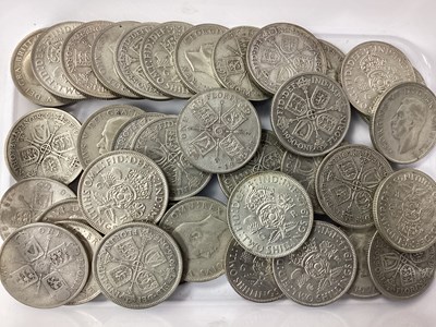 Lot 425 - GB Pre 1947 Silver Florins, total weight 400g.