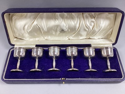 Lot 131 - A Set of Six Hallmarked Silver Liqueur Goblets,...