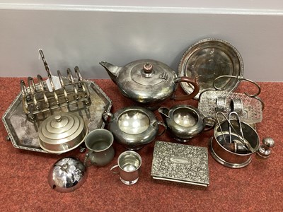 Lot 34 - A Plated Three Piece Tea Set, of squat...