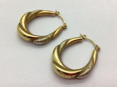 Lot 204 - A Pair of Creole Twisted Hoop Earrings, of...