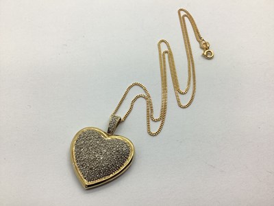 Lot 209 - A 9ct Gold Diamond Set Heart-Shaped Pendant,...