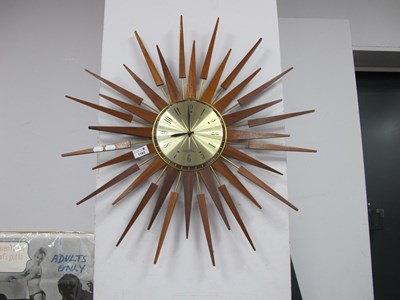 Lot 1165 - Seth Thomas Teak Sunburst Framed Wall Clock,...