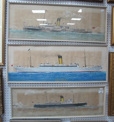 Lot 1530 - J.E Jane (3) Watercolours of Ships, R.M.S...