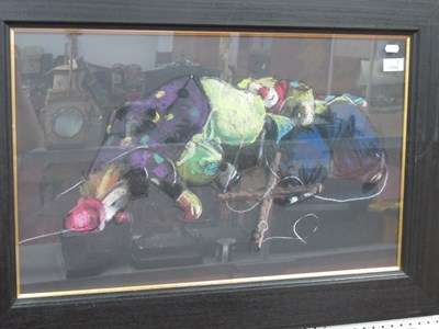 Lot 1556 - Kathryn Kynoch, signed pastel "Clown Puppets",...