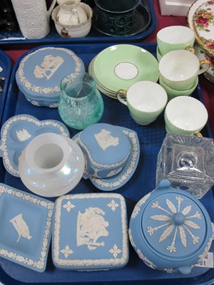 Lot 1181 - Wedgwood Blue Jasper Ware Trinket Boxes, pin...