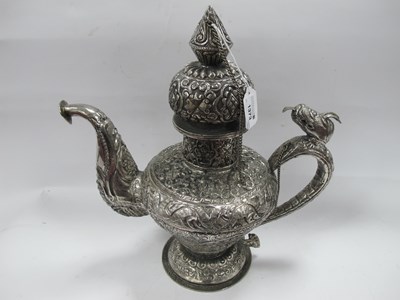 Lot 1358 - Islamic White Metal Teapot, with serpent...