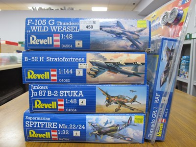 Lot 450 - Five Revell Plastic Model Military Aircraft...