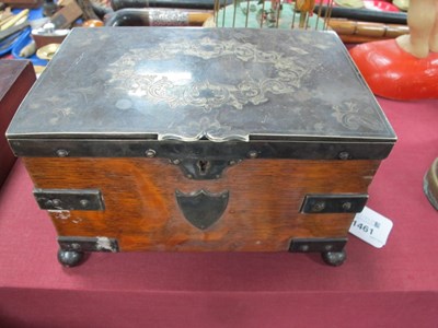 Lot 1461 - Early XX Century Oak Tea Caddy, with plated...