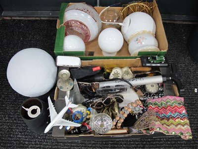 Lot 1005 - Sunglasses, bike pumps, glass ceiling lights,...