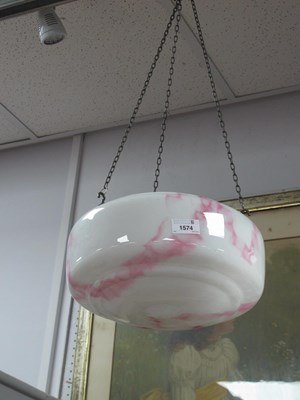 Lot 1574 - A 1930's Mottled Pink and White Glass Ceiling...