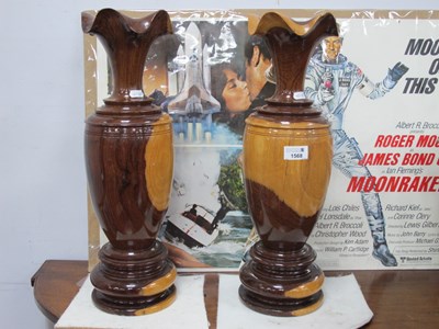 Lot 1568 - A Pair of Large Lignum Vitae Vases, with...