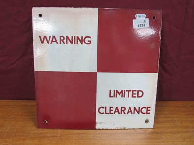 Lot 1374 - A Mid XX Century Railway Enamel Sign 'WARNING -...