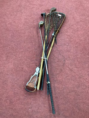 Lot 1620 - Two Vintage Lacrosse Sticks, vintage golf...