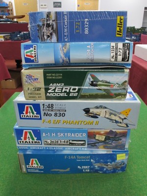 Lot 644 - Six Plastic Model Military Aircraft Kits by...