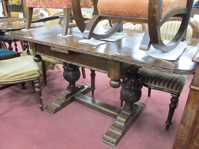 Lot 1605 - 1930s Oak Draw Leaf Dining Table, on cup-cover...