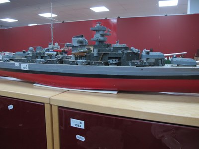 Lot 1513 - A handmade and painted model of The Bismarck,...