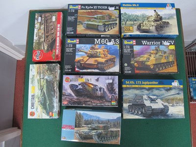 Lot 533 - Nine Plastic Model Tank Kits by Airfix,...