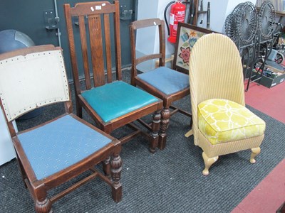 Lot 1604 - Three Oak Dining Chairs, together with Lloyd...