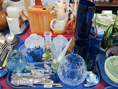 Lot 1290 - Bristol Blue Water Jug, tumblers, dressing...