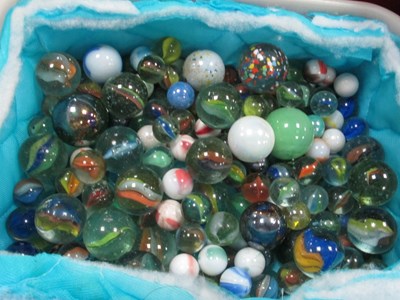 Lot 1417 - Marbles, varying sizes, colours and ages, the...