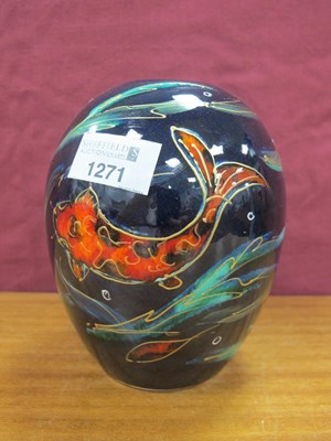 Lot 1271 - Anita Harris 'Koi Carp' Delta Vase, gold...