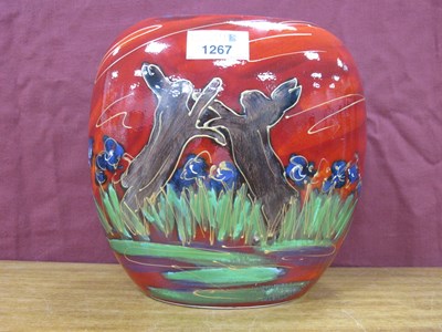 Lot 1267 - Anita Harris 'Boxing Hares' Large Purse Vase,...