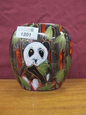 Lot 1201 - Anita Harris 'Panda' Purse Vase, gold signed,...