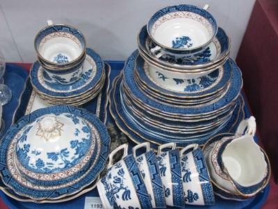 Lot 1193 - Booth's Real Old Willow Dinnerware, thirty-one...