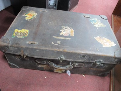 Lot 1165 - Leather Suitcase, bearing luggage labels,...