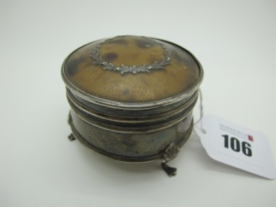 Lot 106 - A Hallmarked Silver Circular Trinket Box,...