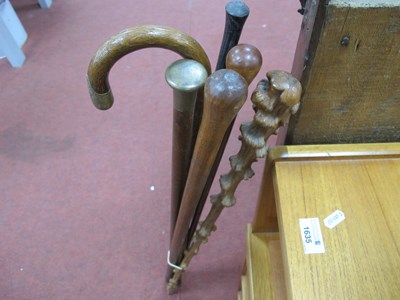 Lot 1396 - African Carved Hardwood Walking Canem knobbly...