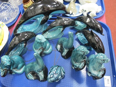 Lot 1196 - Poole Pottery Figures of Dolphins, Seal, Otter...