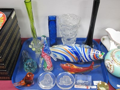 Lot 1199 - Murano Style Fish, Wedgwood glass bird, glass...