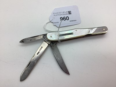 Lot 960 - Four Blade Folding Pocket Knife, mother of...