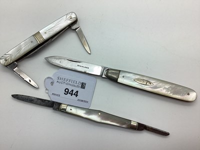 Lot 944 - Four Blade Folding Pocket Knife, mother of...