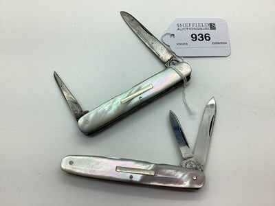 Lot 936 - Four Blade Folding Pocket Knife, mother of...