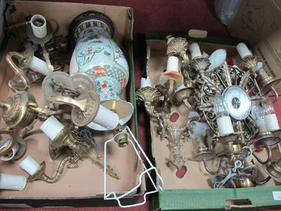 Lot 1035 - Gilded Wall Lights, brass ceiling lights,...