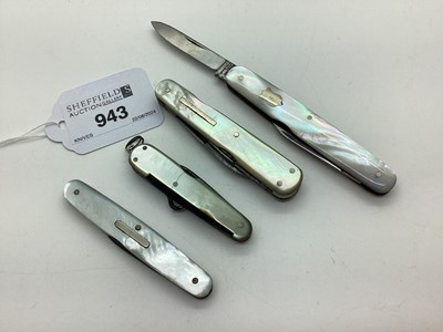 Lot 943 - Folding Pocket Knives, mother of pearl scales...