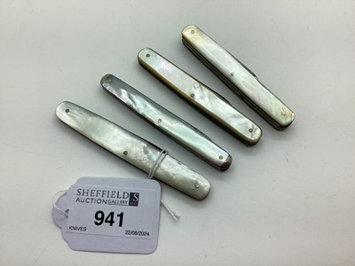 Lot 941 - Folding Pocket Knives, mother of pearl scales,...