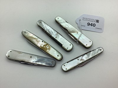 Lot 940 - Folding Pocket Knives, mother of pearl scales,...