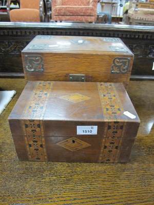 Lot 1510 - Late XIX Century Oak Stationary Box, a hinged...