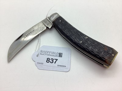 Lot 837 - Flat Bottom Pruning Knife, stag scales, blade...