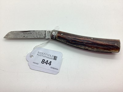 Lot 844 - Flat Bottom Pruning Knife, stag scales, blade...