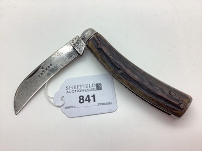 Lot 841 - Flat Bottom Pruning Knife, stag scales, blade...